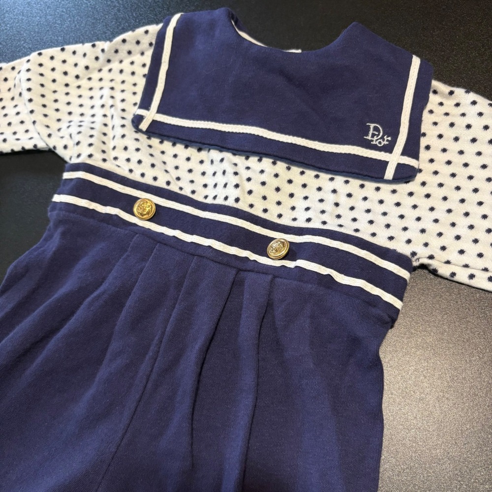 Vintage Dior baby sailor romper 100% cotton USA made 12 months long sleeve
